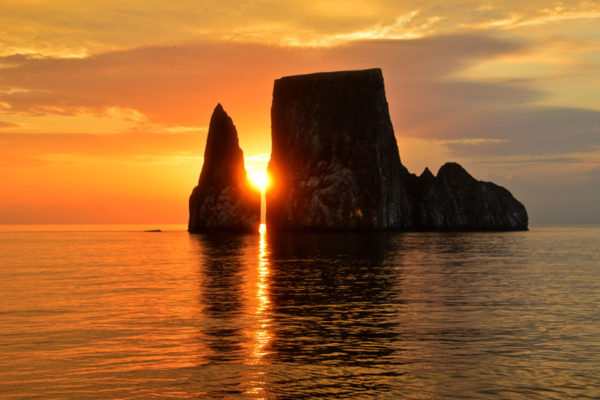 Sunset at Kicker Rock in Glapagos.